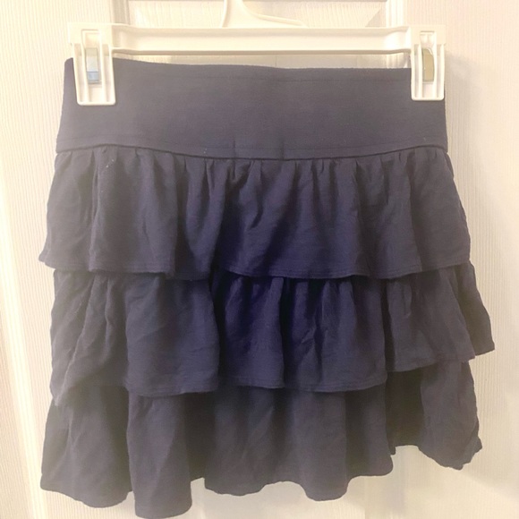 Navy Blue Ruffled Mini Skirt - Picture 2 of 5